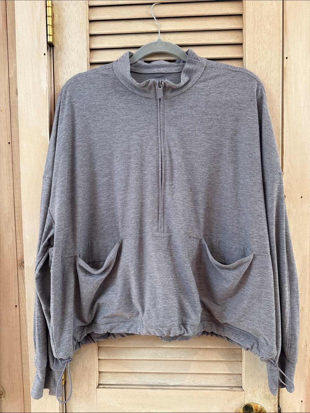 FLX Travel/Leisure Women's Gray Half-Zip Pullover Relaxed Fit Top Size XL